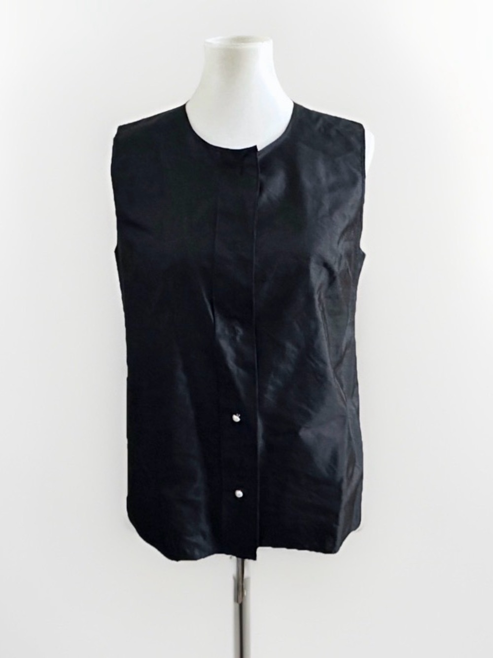 Talbots Black Silk Sleeveless Blouse Preppy Minimalist Workwear Chic